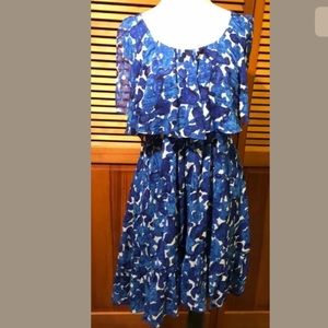 Seamline Cynthia Steffe Sleeveless Dress Chiffon Size 6 Balletcore Flowered Blue